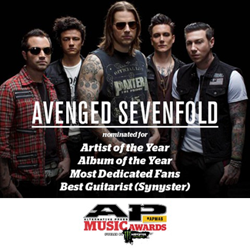 São 4 as categorias em que o Avenged Sevenfold pode ser votado, ready? (FOTO: Divulgação/AlternativePress)