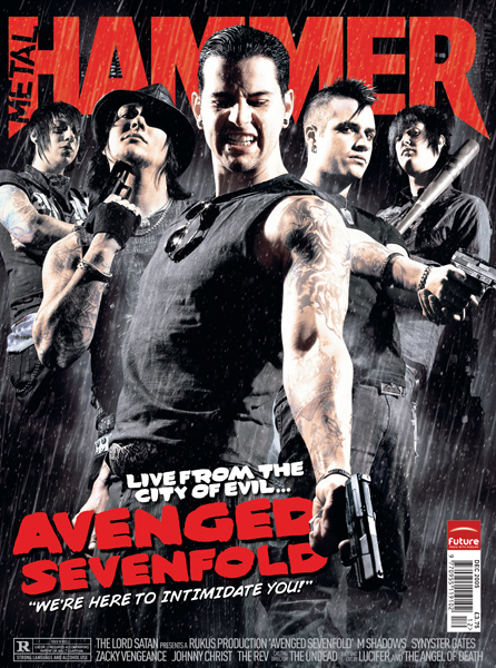 Avenged Sevenfold em sua primeira capa para Metal Hammer (2005), baseada no filme Sin City de Quentin Tarantino